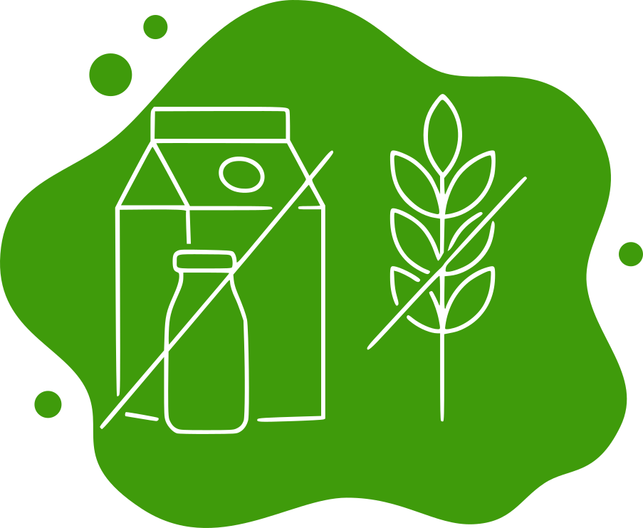 Allergien und Unverträglichkeiten - Milch und Getreide durchgestrichen